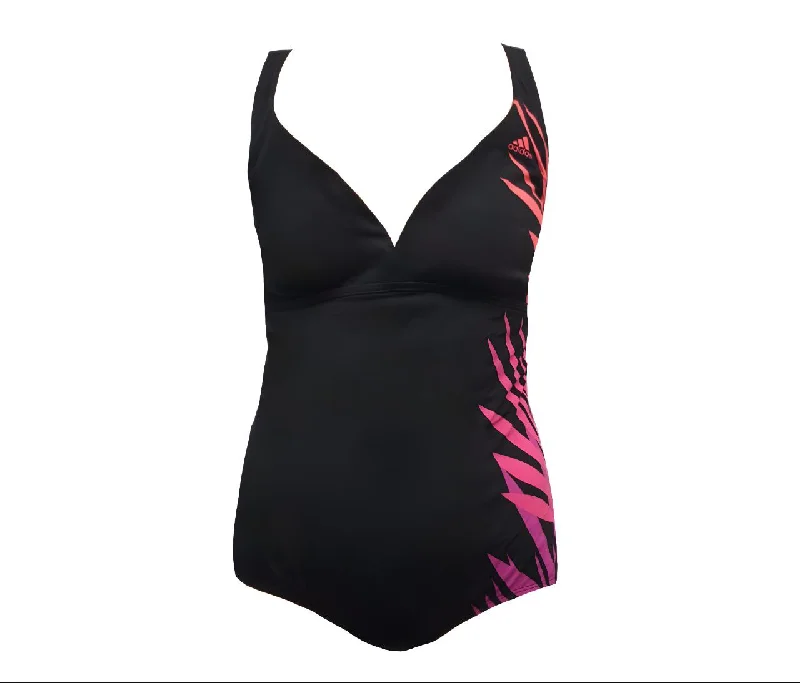 ADIDAS Women's Black Shirred Padded V-Neck One Piece Swimsuit #1ASF09 10 NWT Cross-Back Bikini ADIDAS Women's Black Shirred Padded V-Neck One Piece Swimsuit #1ASF09 10 NWT Cross-Back Bikini