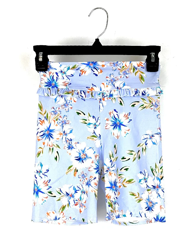 Lavender Floral Swim Shorts - Size 2-4 Deep-V Swimsuit Design