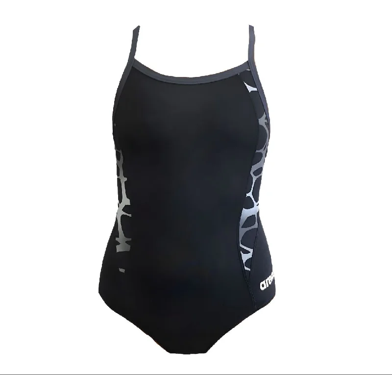 ARENA Women's Black Carbonite Light Drop Back One Piece Swimsuit #53355 32 NWT Sexy Cutout Swimsuit