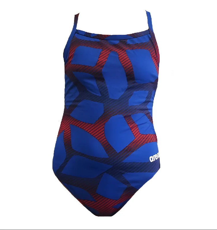 ARENA Women's Blue Chlorine Resistance One Piece Swimsuit #1A 34 NWT Ruffled Swimsuit Top