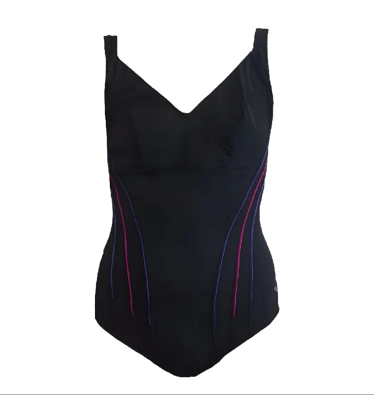 ARENA Wommen's Black Minesse One Piece V-Neck Swimsuit #2916765 34 NWT Bold Swimsuit Design