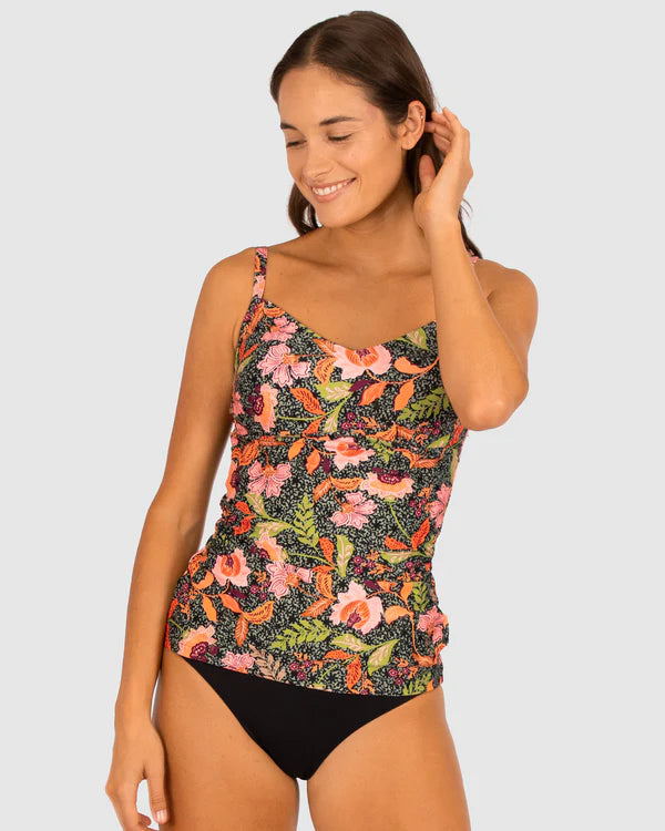 Nomad Summer D/E Underwire Singlet Tankini Top - Black Swim Skirt Set