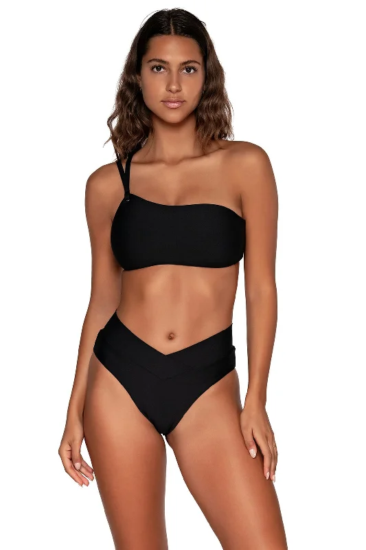 Swim Systems Black Reese One Shoulder Top Timeless Black Bikini