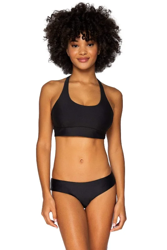 Swim Systems Black Teagan Tank Top Vibrant Bikini Bottoms