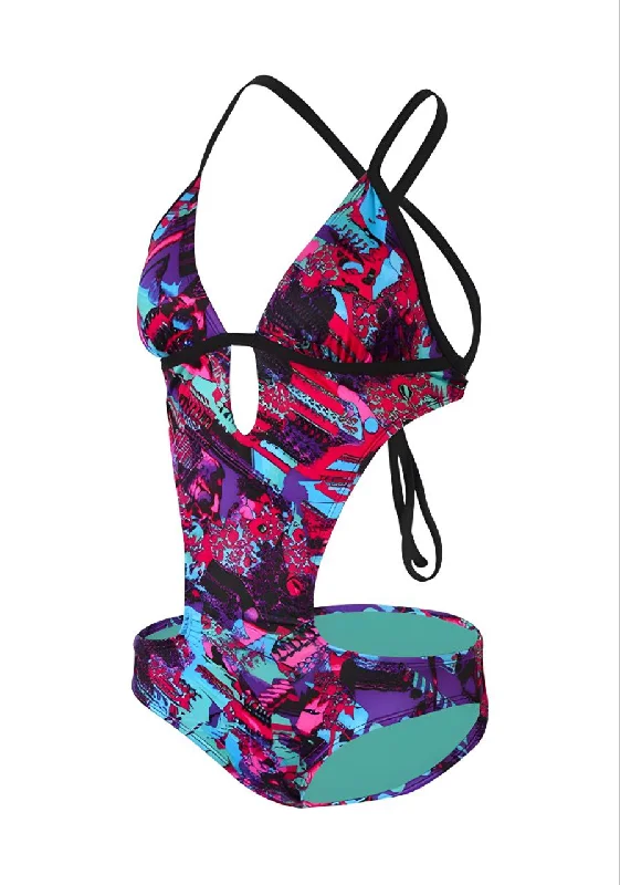 DOLFIN Women's Purple Mistik Open Back One Piece Swimsuit #9520 Medium NWT Stylish Beachwear Set