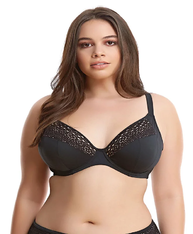 Elomi Swim Indie Underwire Plunge Bikini Top, Black Push-Up Bikini Top