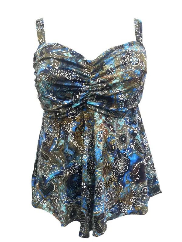 FIT 4 UR Women's Blue Padded A-Line Swim Tankini V-Neck Top #704214 24 NWT Floral Print Swimsuit FIT 4 UR Women's Blue Padded A-Line Swim Tankini V-Neck Top #704214 24 NWT Floral Print Swimsuit