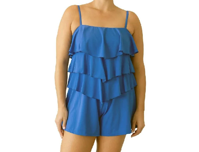 FIT 4 UR Women's Blue Padded Full Coverage One Piece Swimsuit #602112 16 NWT Lace-Detail Bikini Set