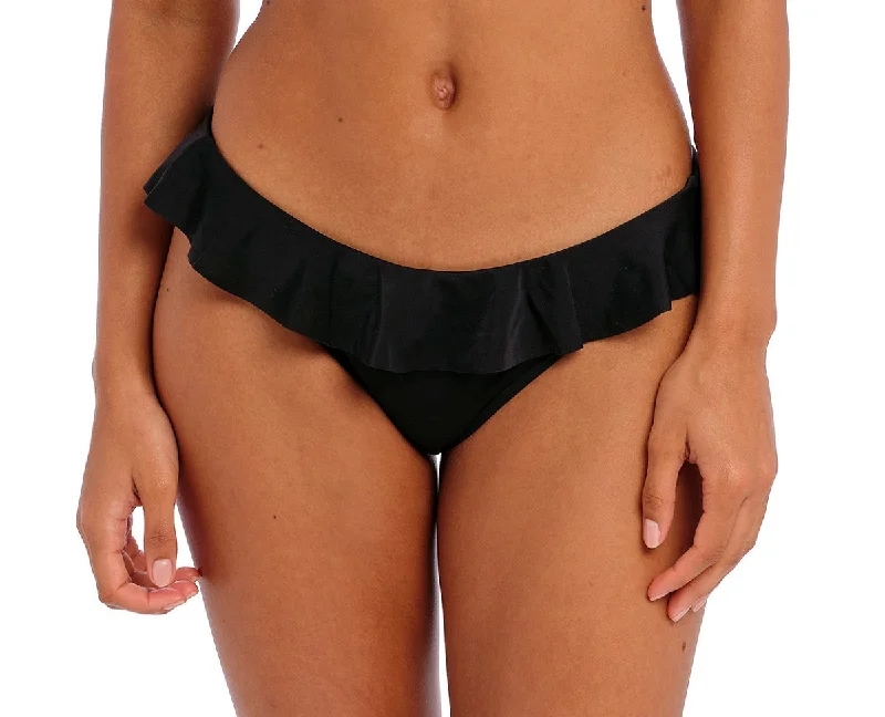 Freya Swimwear Jewel Cove Italini Black Bikini Bottom 7235 Elegant Ruffle Swimsuit