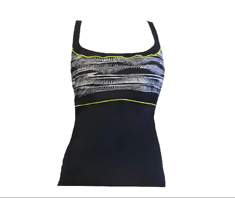 GOTTEX Women's Black Sport Racerback  Swim Top #S7055-T368 34D NWT Cross-Back Bikini