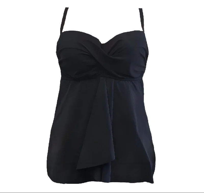 GOTTEX Women's Black V-Neck A-Line Tankini Swim Top #E736-1D35 38D NWT Modern High-Waisted Swimsuit GOTTEX Women's Black V-Neck A-Line Tankini Swim Top #E736-1D35 38D NWT Modern High-Waisted Swimsuit