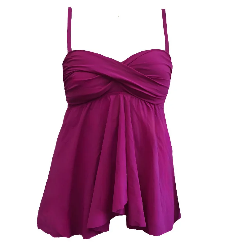 GOTTEX Women's Pink Magneta A-Line Tankini Swim Top #E736-1B19 10 NWT Deep-V Swimsuit Design GOTTEX Women's Pink Magneta A-Line Tankini Swim Top #E736-1B19 10 NWT Deep-V Swimsuit Design