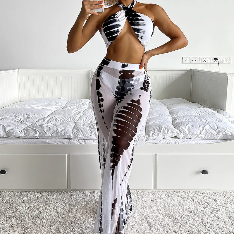 Ladies Swimsuit Split Three Piece Set Yarn Pants Swimsuit Lace Backless Sexy Bikini Bold High-Cut Bikini Ladies Swimsuit Split Three Piece Set Yarn Pants Swimsuit Lace Backless Sexy Bikini Bold High-Cut Bikini