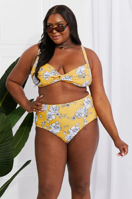 Marina West Swim Take A Dip Twist High-Rise Bikini in Mustard - Ships from The US Strappy Back Bikini