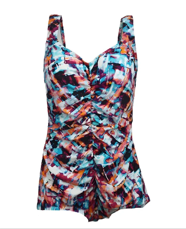 MAXINE OF HOLLYWOOD Women's Multicoloured Center Shirr Swimsuit #MM7FT20 18 NWT Lace Back Bikini