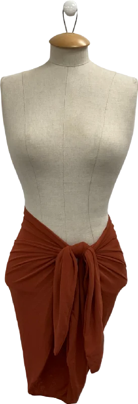 NEENA SWIM Side Tie Sarong In Sunset Orange UK S/M Plunge Neckline Swimsuit