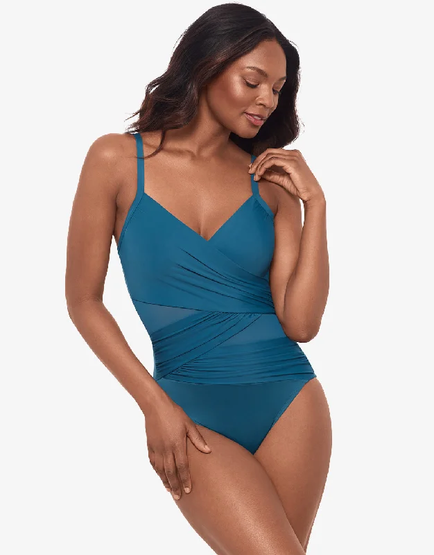 Network Mystique Swimsuit - Aegean Button-Front Swimsuit