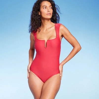 New - Kona Sol Women's Tummy Control U-Wire One Piece Swimsuit Full Coverage Swimwear Chic Swimsuit Cover-Up