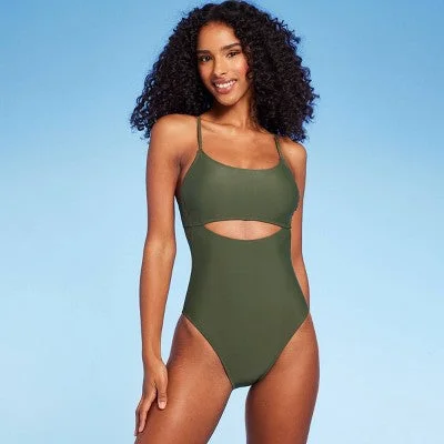 New - Women'sKeyhole One Piece Swimsuit - Shade & Shore Dark Green L: High-Leg, Timeless Black Bikini New - Women'sKeyhole One Piece Swimsuit - Shade & Shore Dark Green L: High-Leg, Timeless Black Bikini