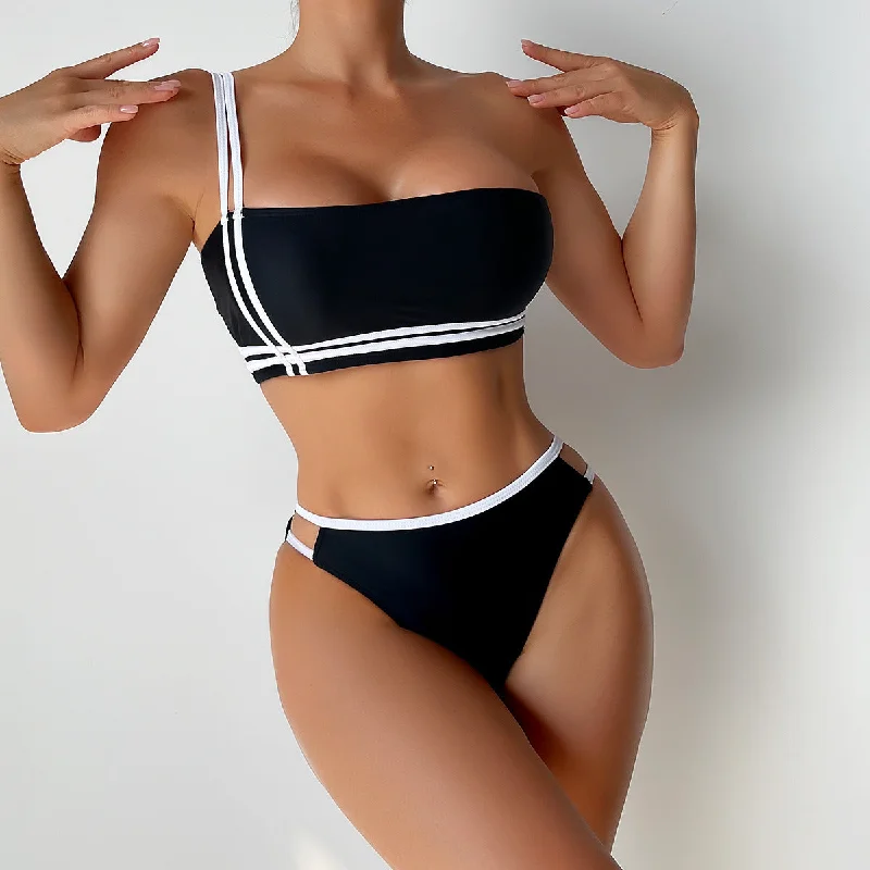 One Shoulder Sexy Split Swimsuit Women Bikini Beach Sexy Bikini Swimsuit Crisscross Back Swimsuit One Shoulder Sexy Split Swimsuit Women Bikini Beach Sexy Bikini Swimsuit Crisscross Back Swimsuit
