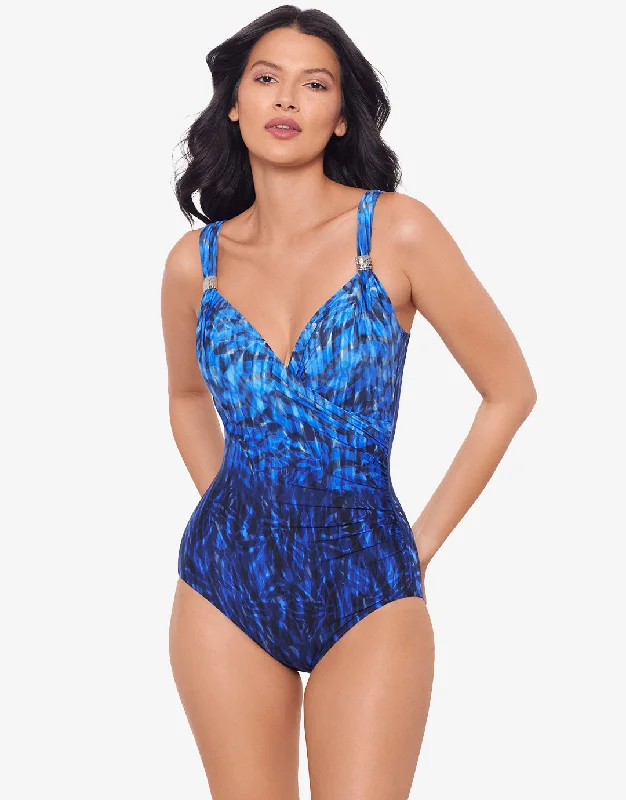 Paka Mayan Siren Swimsuit - Blue/Black Sporty Swim Shorts