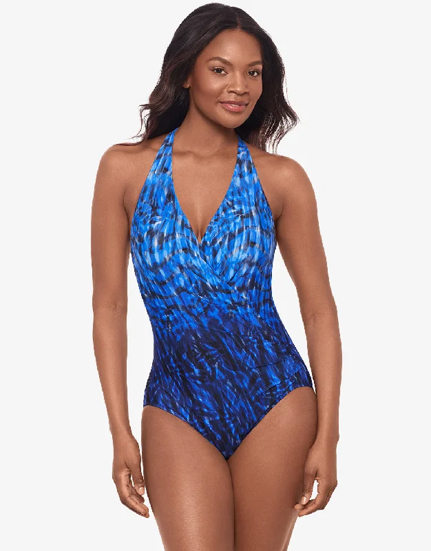 Paka Mayan Wrapsody Swimsuit - Blue/Black Plus-Size Bikini Set
