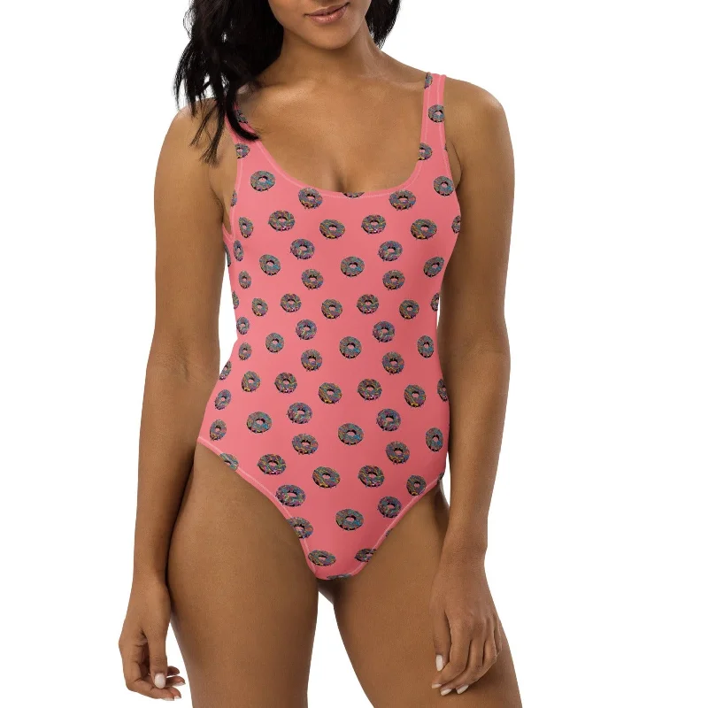 Psychedelic Donut One-Piece Swimsuit Reversible Bikini Set