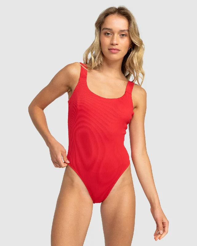 Womens Rib Roxy Love One-Piece Swimsuit Adjustable Bikini Bottoms