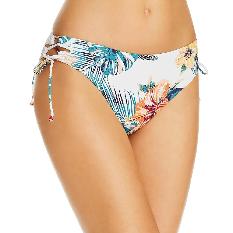 Roxy Womens Juniors Floral Beachwear Bikini Swim Bottom Lace Back Bikini