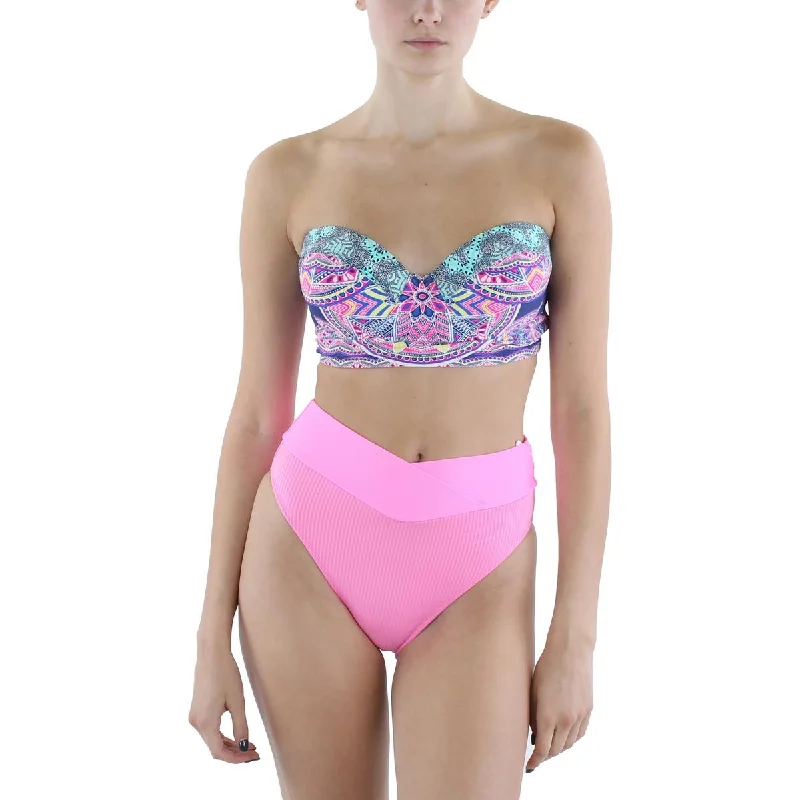 Salt + Cove Womens Juniors High Waist Bikini Swim Bottom Separates Tie-Back Swimwear