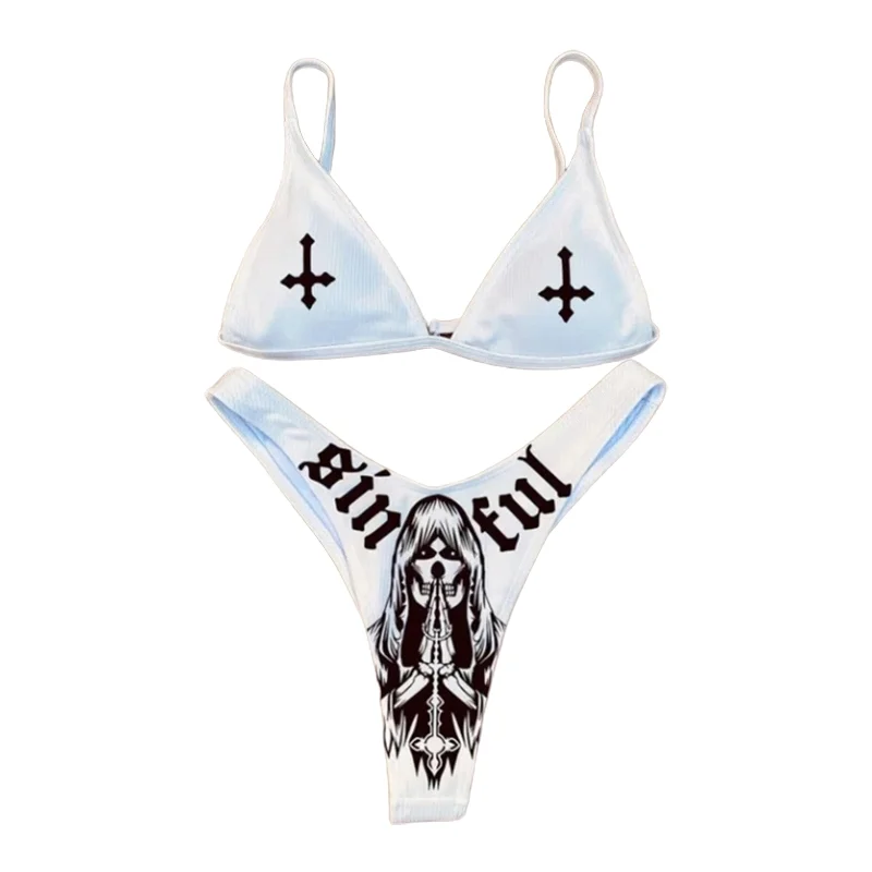 Sexy Bikini V-neck Detachable Breast Pad Sling / Swimsuits with Tops in Punk style Sporty Swimwear Bottoms Sexy Bikini V-neck Detachable Breast Pad Sling / Swimsuits with Tops in Punk style Sporty Swimwear Bottoms