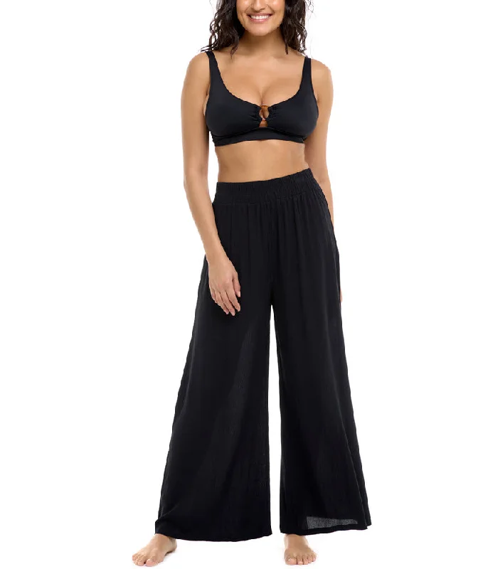 Skye Swimwear Patricia Black Cove Palazzo Pant Cover Up 759680 Halter Neck Swimsuit