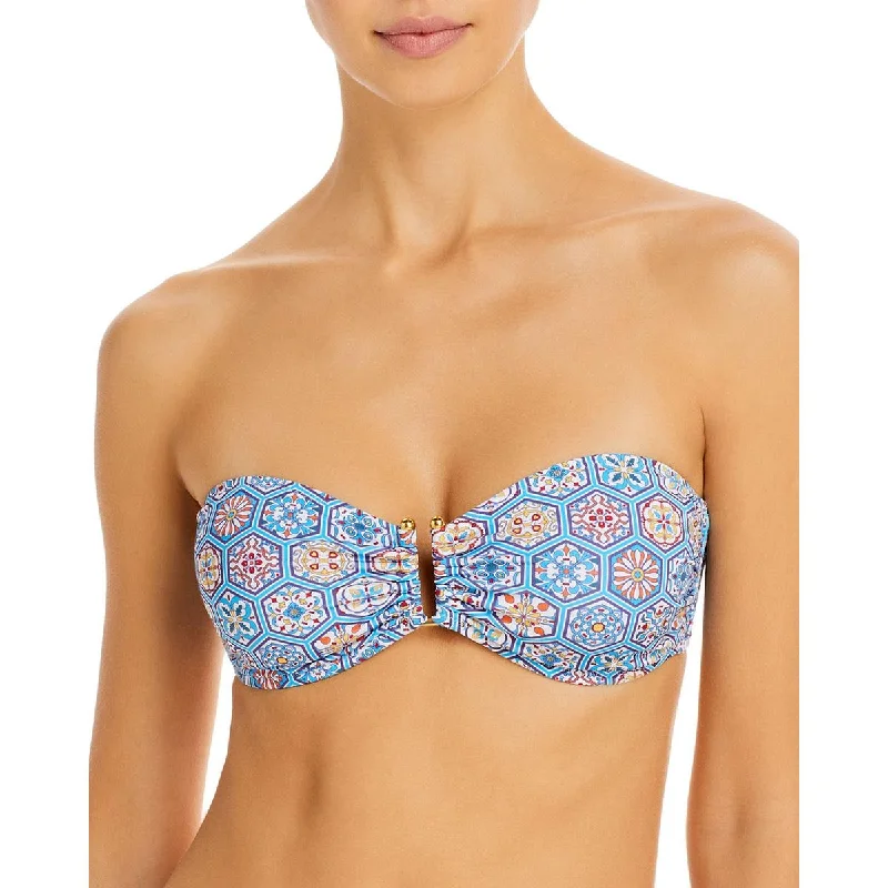 Solid & Striped Womens Tati Strapless Printed Bikini Swim Top V-Neck Swim Dress