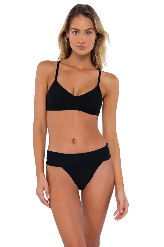 Swim Systems Black Annalee Underwire Top Mesh Panel Swimwear