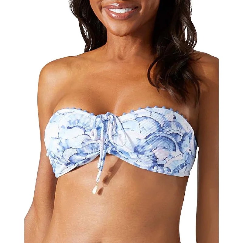 Tommy Bahama Womens Island Cays Abalone Printed Bandeau Bikini Swim Top Full Coverage Swimsuit