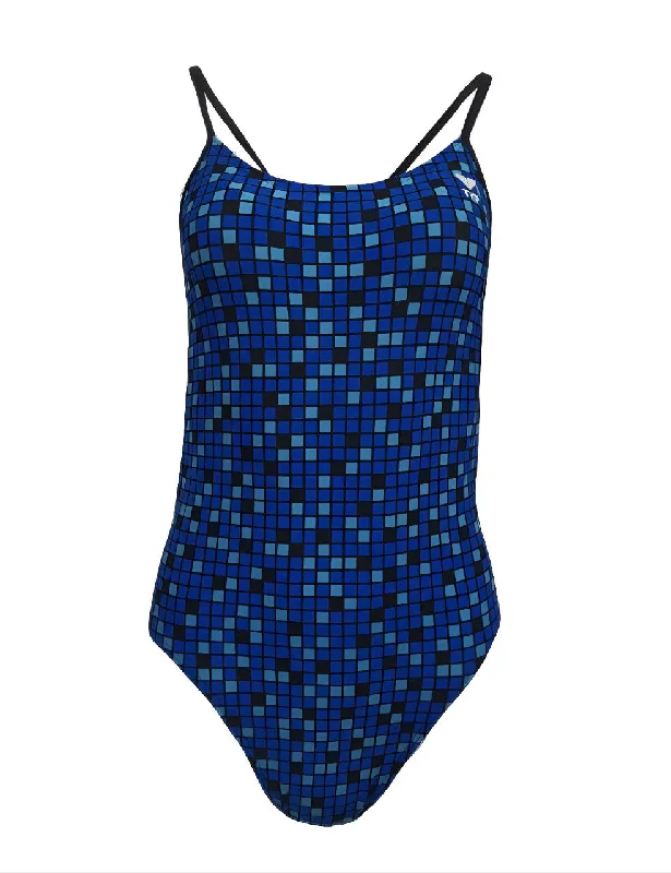 TYR Women's Blue Team Check Cutoutfit One Piece Swimsuit #CTCE7AS 32 NWT Classic Swimsuit Design
