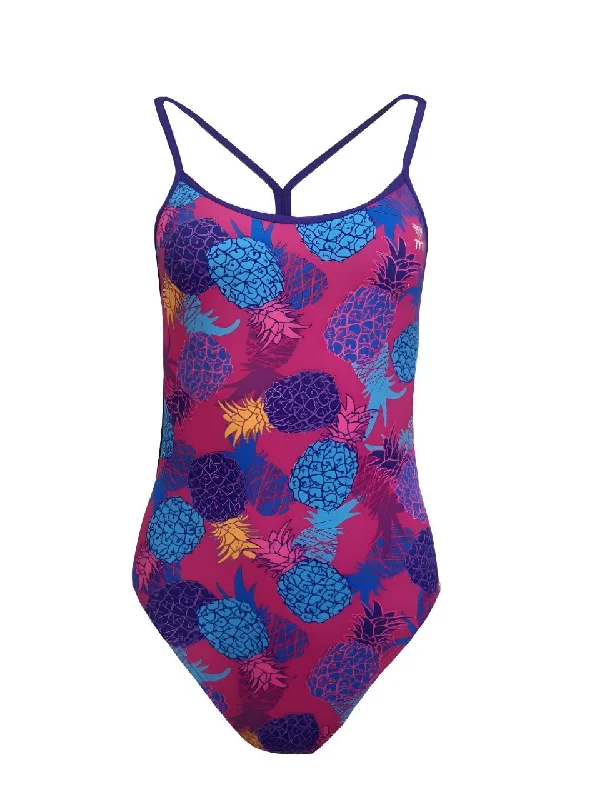 TYR Women's Pink Printed Pineapples One Piece Swimsuit #DPFLY7A 34 NWT Stylish Swimsuit Set