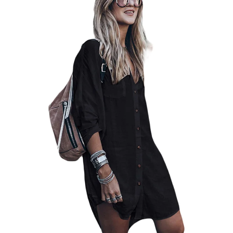 Women Loose Long Sleeve Swimsuit Cover Ups Button Down Beach Shirt Sporty Racerback Swimsuit Women Loose Long Sleeve Swimsuit Cover Ups Button Down Beach Shirt Sporty Racerback Swimsuit