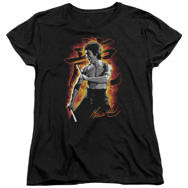 Bruce Lee Dragon Fire - Women's T-Shirt-- Real Fur Shearling Chenille