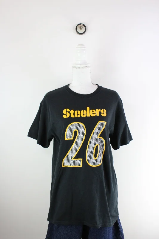 Vintage NFL Steelers T-Shirt (M)-- Hooded Caped Shawl Collar