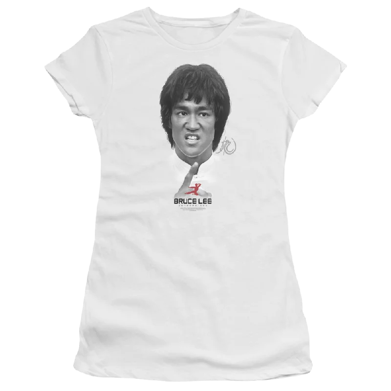 Bruce Lee Self Help - Juniors T-Shirt-- Collared Crew Neck Turtle Neck