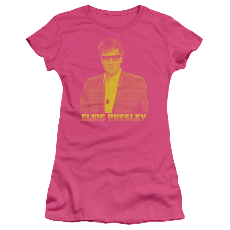 Elvis Presley Yellow Elvis - Juniors T-Shirt-- Thin T-Shirt Open Front Quick Dry