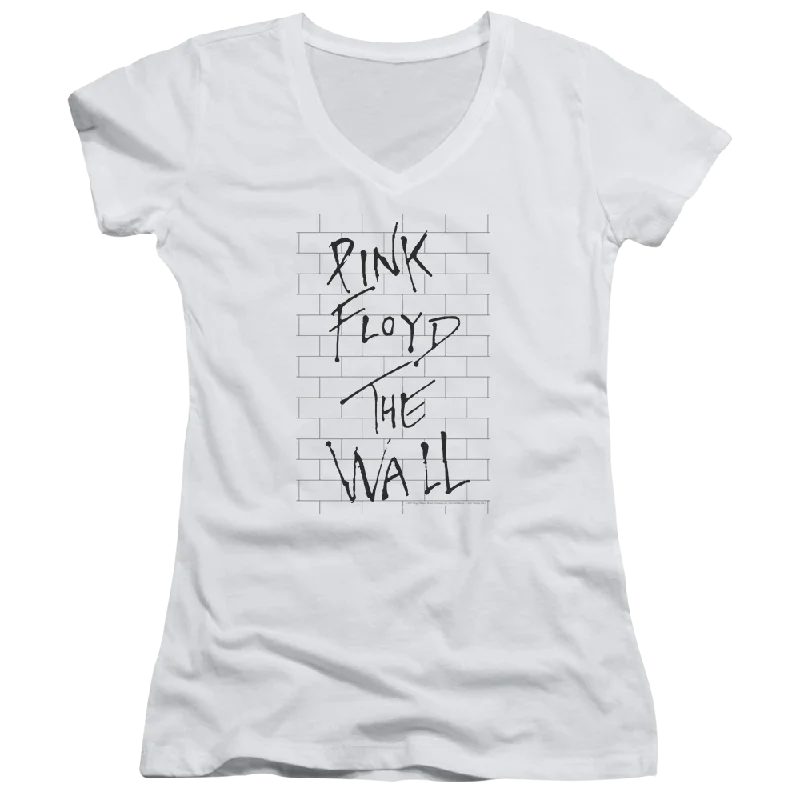 Roger Waters The Wall 2 - Juniors V-Neck T-Shirt-- Satin Blend Silk Blend Wool Blend Roger Waters The Wall 2 - Juniors V-Neck T-Shirt-- Satin Blend Silk Blend Wool Blend