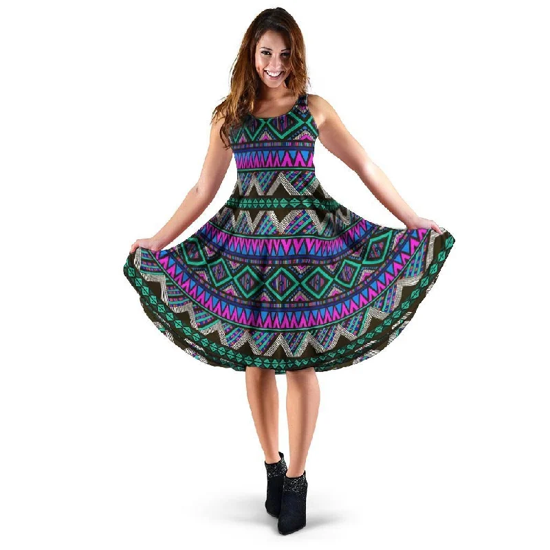 Neon Color Indian Aztec Trippy Dress Tunics Luxurious high-end