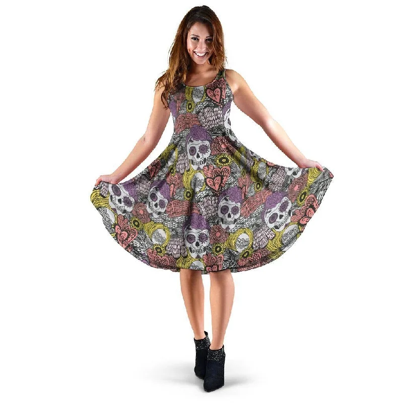 Mexican Skull Dress Tunics Fall fleece