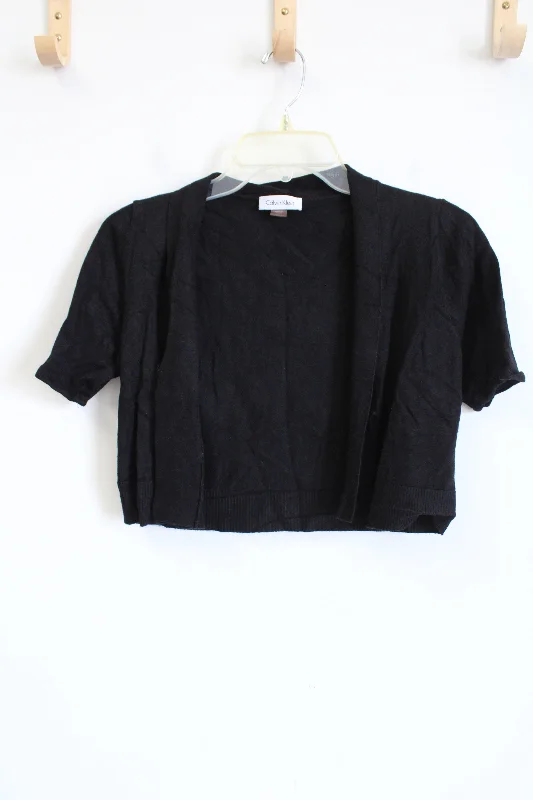 Calvin Klein Black Short Sleeved Cropped Cardigan | S Bright Pastel Dark