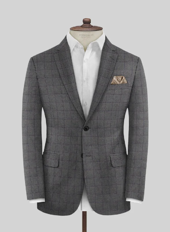 Scabal Londoner Inagi Checks Gray Wool Jacket Fleece Jacket Down Jacket Parka