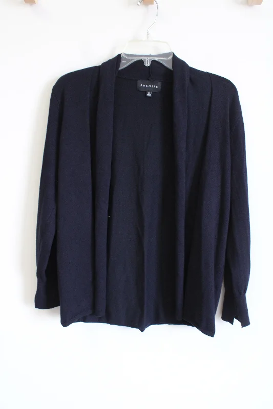 Premise Long Sleeved Blue Cardigan | XS Hooded Caped Shawl Collar