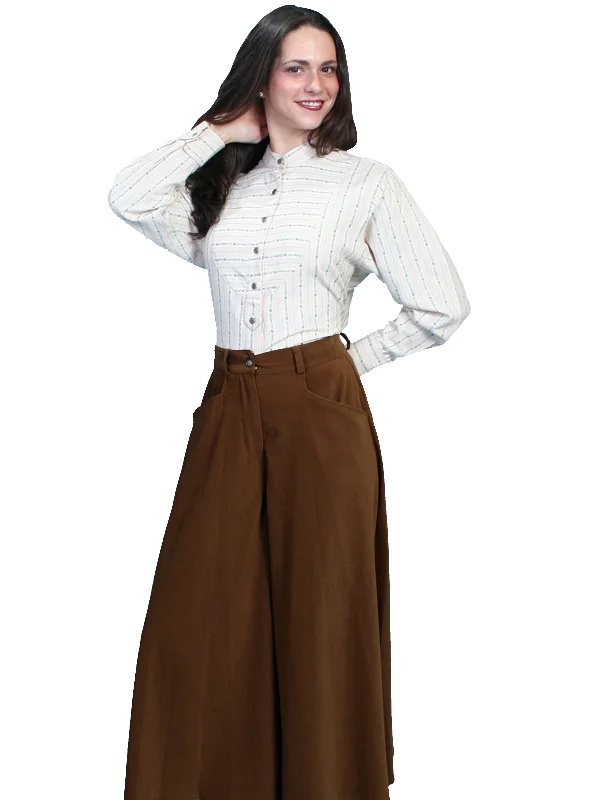 Scully RangeWear Womens Brown Polyester Western Split Skirt XL button skirt front
