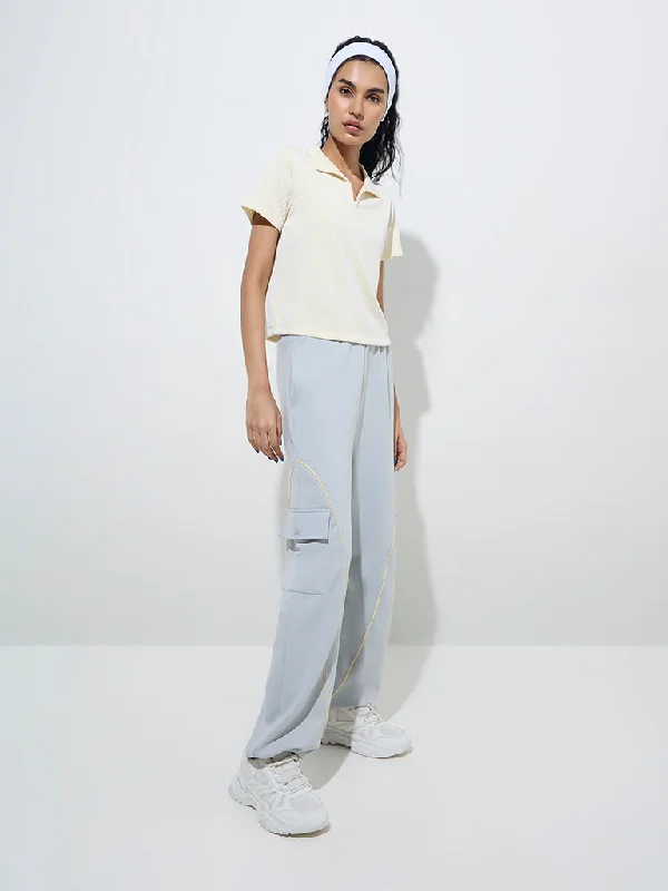 Studiofit Grey Cargo-Style High-Rise Track Pants Elegant Dress Pants